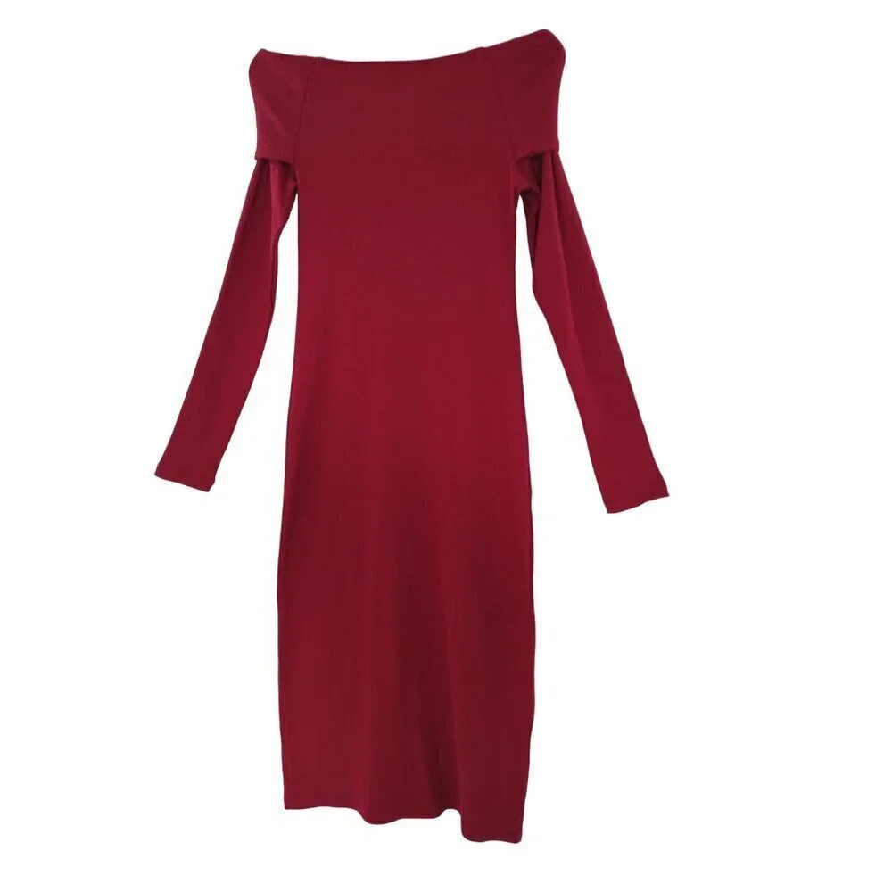 Universal thread, Elegant dress for women, red, cotton and polyester, size XS. N